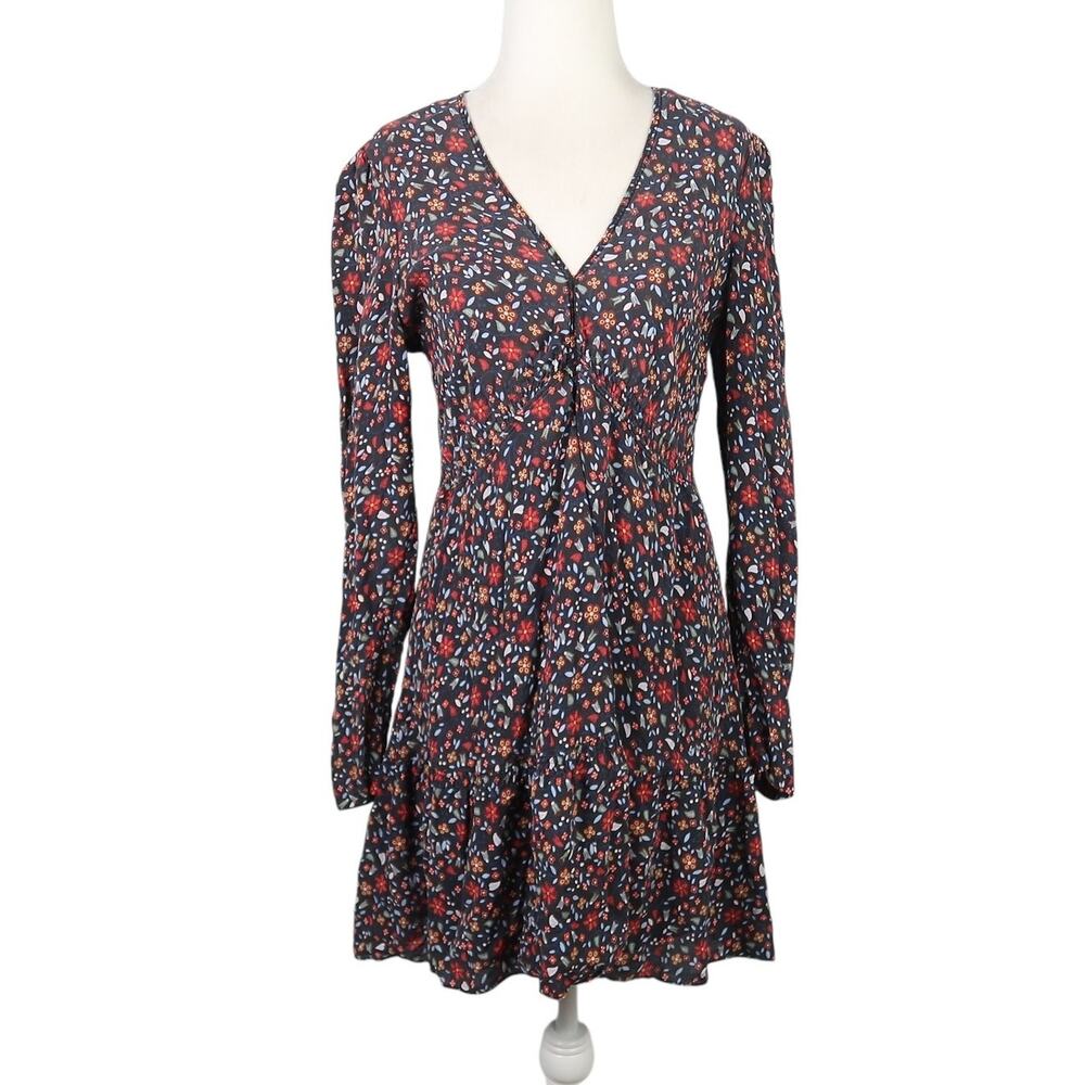A.L.C. black and red multicolor floral silk mini dress 8